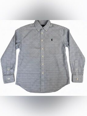 Polo Ralph Lauren Child Kid Boy Medium 10/12 White Checkered Button Down Shirt